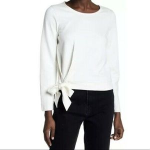 Madewell side tie top bright ivory long sleeve